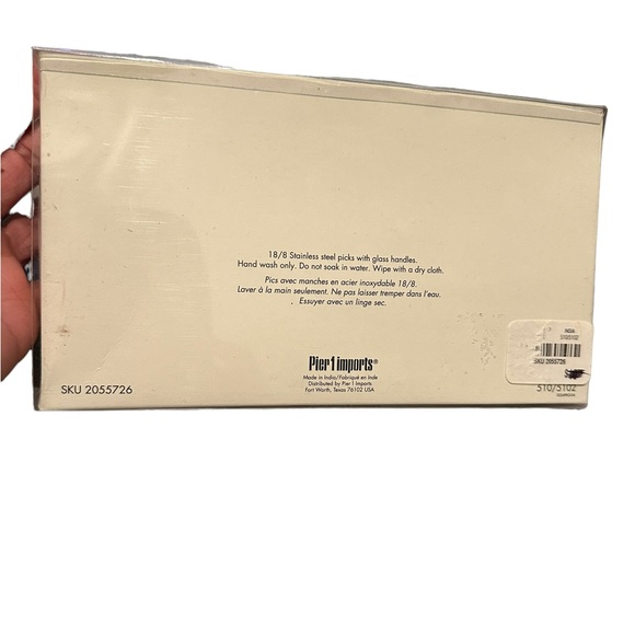 Pier 1 Imports Silver Stainless Art Glass Hors D'Oeuvre Picks Appetizer NWT - Picture 3 of 4